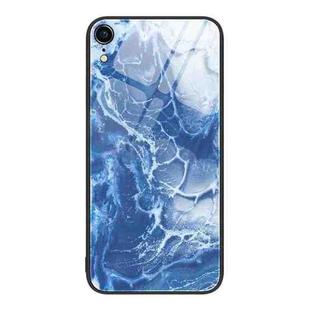 For iPhone XR Marble Pattern Glass Protective Phone Case For iPhone 1XR(Blue Ocean)