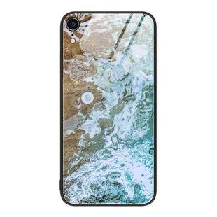 For iPhone XR Marble Pattern Glass Protective Phone Case For iPhone 1XR(Beach)