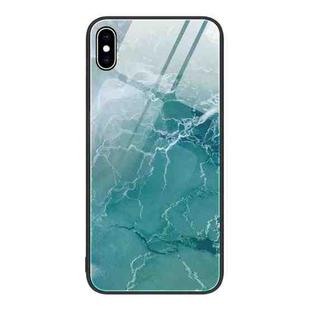 For iPhone XS Max Marble Pattern Glass Protective Phone Case(Green Ocean)