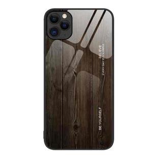 For iPhone 11 Pro Max Wood Grain Glass Protective Case (Black)