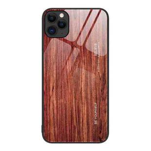 For iPhone 11 Pro Max Wood Grain Glass Protective Case (Coffee)