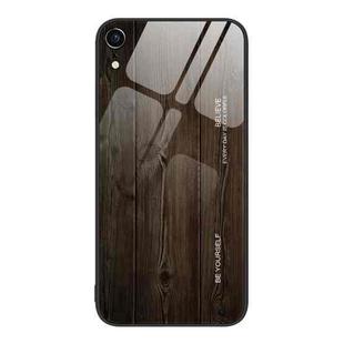 For iPhone XR Wood Grain Glass Protective Case(Black)