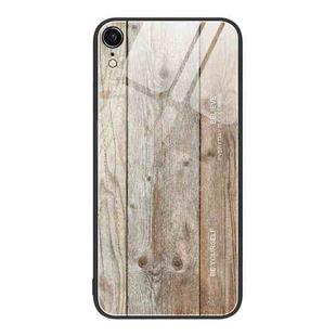 For iPhone XR Wood Grain Glass Protective Case(Grey)