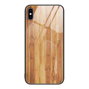 For iPhone XS Max Wood Grain Glass Protective Case(Yellow)