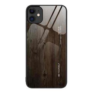 For iPhone 11 Wood Grain Glass Protective Case (Black)