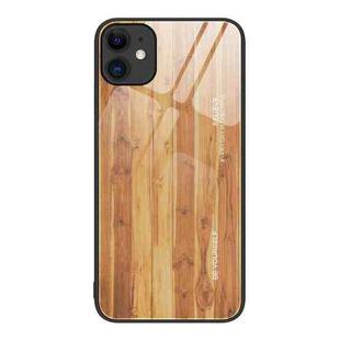 For iPhone 11 Wood Grain Glass Protective Case (Yellow)