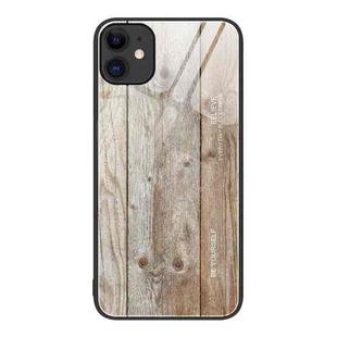 For iPhone 11 Wood Grain Glass Protective Case (Grey)