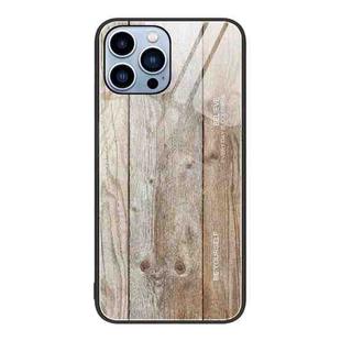 For iPhone 14 Pro Wood Grain Glass Protective Case(Grey)