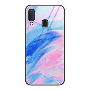 For Samsung Galaxy A20e Marble Pattern Glass Protective Phone Case(Pink)