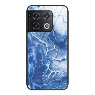 For OnePlus 10 Pro Marble Pattern Glass Protective Phone Case(Blue Ocean)