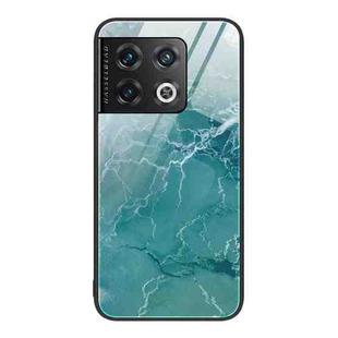 For OnePlus 10 Pro Marble Pattern Glass Protective Phone Case(Green Ocean)