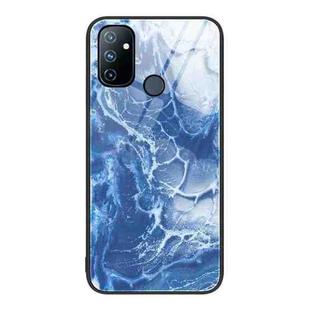 For OnePlus Nord N100 Marble Pattern Glass Protective Phone Case(Blue Ocean)