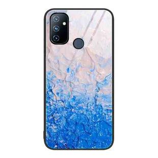 For OnePlus Nord N100 Marble Pattern Glass Protective Phone Case(Ocean Waves)