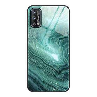 For Realme 7 Marble Pattern Glass Protective Phone Case(Water Waves)