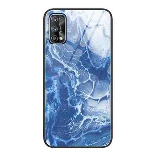 For Realme 7 Marble Pattern Glass Protective Phone Case(Blue Ocean)