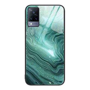 For vivo S9 Marble Pattern Glass Protective Phone Case(Water Waves)