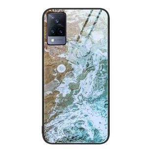 For vivo S9 Marble Pattern Glass Protective Phone Case(Beach)