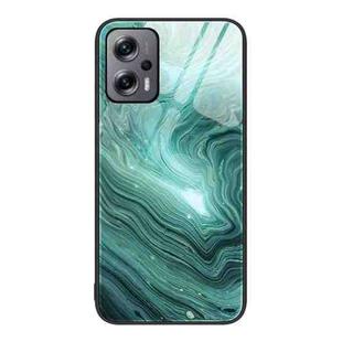 For Xiaomi Redmi Note 11T Pro Marble Pattern Glass Protective Phone Case(Water Waves)