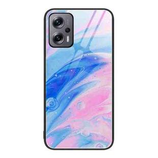For Xiaomi Redmi Note 11T Pro Marble Pattern Glass Protective Phone Case(Pink)