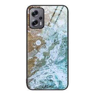 For Xiaomi Redmi Note 11T Pro Marble Pattern Glass Protective Phone Case(Beach)