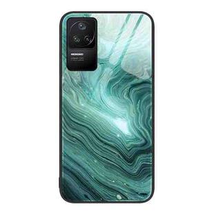 For Xiaomi Redmi K50 Marble Pattern Glass Protective Phone Case(Water Waves)