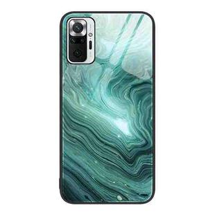For Xiaomi Redmi Note 10 Pro 4G Global Marble Pattern Glass Protective Phone Case(Water Waves)