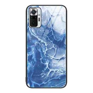 For Xiaomi Redmi Note 10 Pro 4G Global Marble Pattern Glass Protective Phone Case(Blue Ocean)