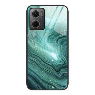 For Xiaomi Redmi Note 11E Marble Pattern Glass Protective Phone Case(Water Waves)