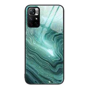 For Xiaomi Poco M4 Pro 5G Marble Pattern Glass Protective Phone Case(Water Waves)