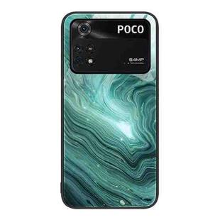 For Xiaomi Poco M4 Pro Marble Pattern Glass Protective Phone Case(Water Waves)