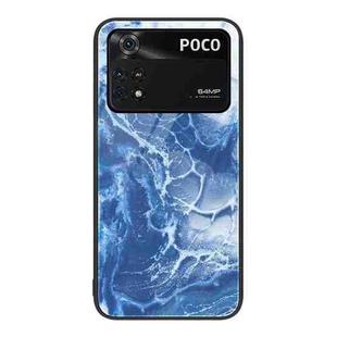 For Xiaomi Poco M4 Pro Marble Pattern Glass Protective Phone Case(Blue Ocean)
