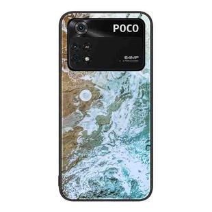 For Xiaomi Poco M4 Pro Marble Pattern Glass Protective Phone Case(Beach)