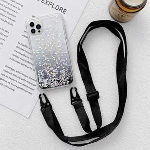 For iPhone 14 Pro Lanyard Gradient Glitter Epoxy Case(Black)