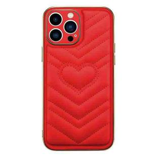 For iPhone 13 D03 Heart PU Leather Electroplated Phone Case(Red)