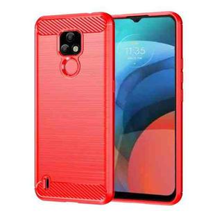 For Lenovo K12 / Motorola Moto E7 Brushed Texture Carbon Fiber TPU Phone Case(Red)