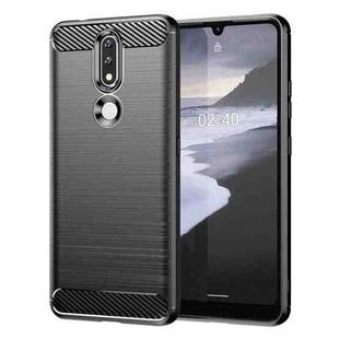 For Nokia 2.4 Brushed Texture Carbon Fiber TPU Phone Case(Black)