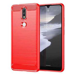 For Nokia 2.4 Brushed Texture Carbon Fiber TPU Phone Case(Red)