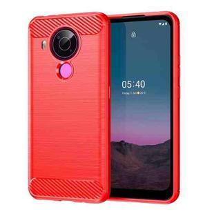 For Nokia 5.4 Brushed Texture Carbon Fiber TPU Phone Case(Red)