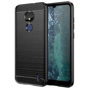 For Nokia C21 Brushed Texture Carbon Fiber TPU Phone Case(Black)