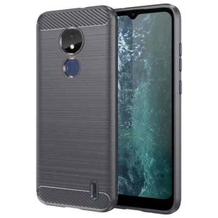 For Nokia C21 Brushed Texture Carbon Fiber TPU Phone Case(Grey)