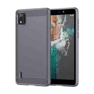For Nokia C2 2nd Edition Brushed Texture Carbon Fiber TPU Phone Case(Grey)