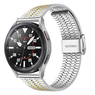 20mmFor Samsung Smart Watch Universal Seven-bead Stainless Steel Watch Band(Silver+Gold)