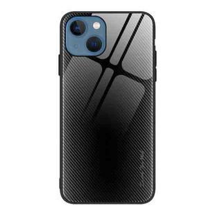 For iPhone 14 Plus Texture Gradient Glass TPU Phone Case (Black)