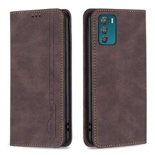 For Motorola Moto G42 4G Magnetic RFID Blocking Anti-Theft Leather Phone Case(Brown)