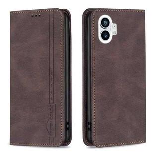 For Nothing Phone 1 Magnetic RFID Blocking Anti-Theft Leather Phone Case(Brown)