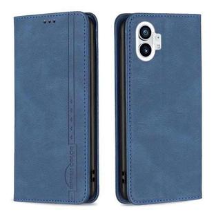 For Nothing Phone 1 Magnetic RFID Blocking Anti-Theft Leather Phone Case(Blue)