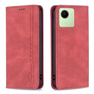 For Realme C30 Magnetic RFID Blocking Anti-Theft Leather Phone Case(Red)