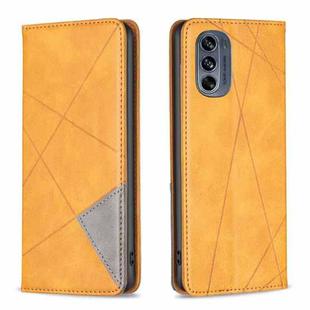 For Motorola Moto G62 Prismatic Invisible Magnetic Leather Phone Case(Yellow)