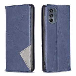 For Motorola Moto G62 Prismatic Invisible Magnetic Leather Phone Case(Blue)