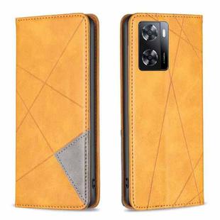 For OPPO A57 4G Prismatic Invisible Magnetic Leather Phone Case(Yellow)
